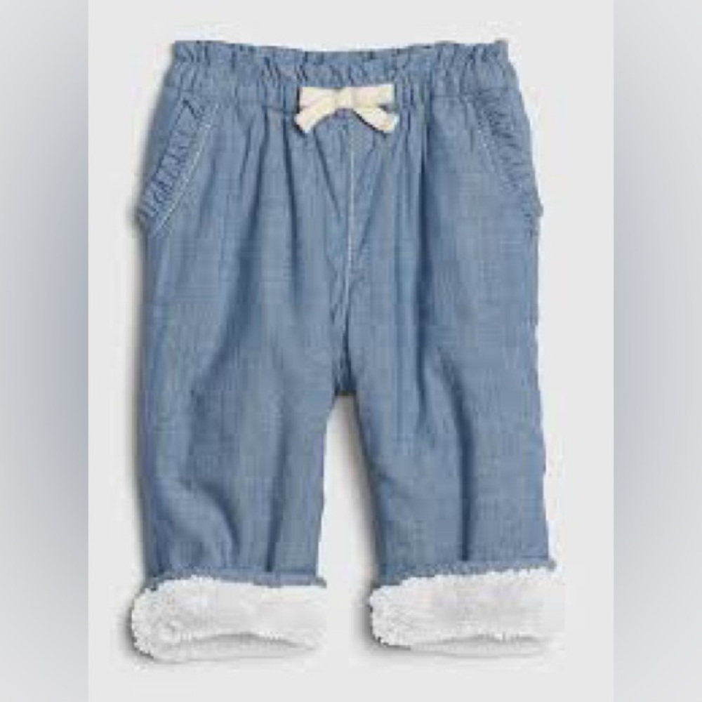 Gap Baby Sherpa lined Soft Chambray Blue Denim Baby Pants